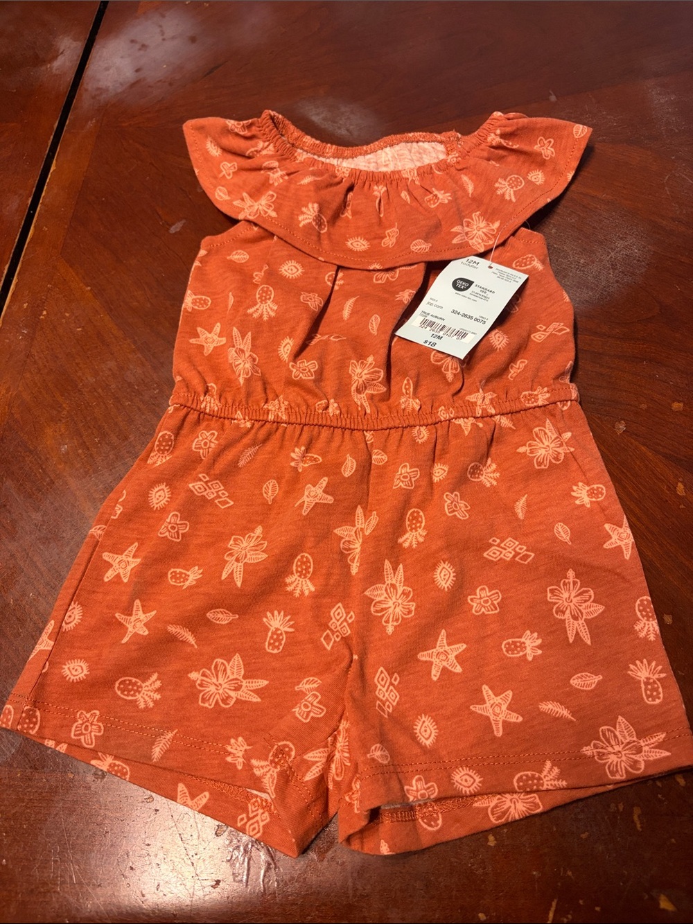 okie dokie Orange Floral & Starfish Off-Shoulder Romper